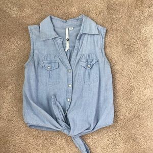 Denim sleeveless cropped tank